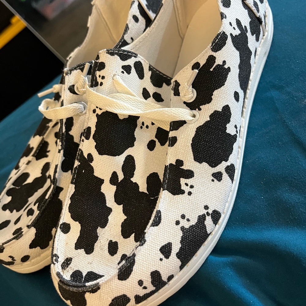 Cow Print slip on shoes